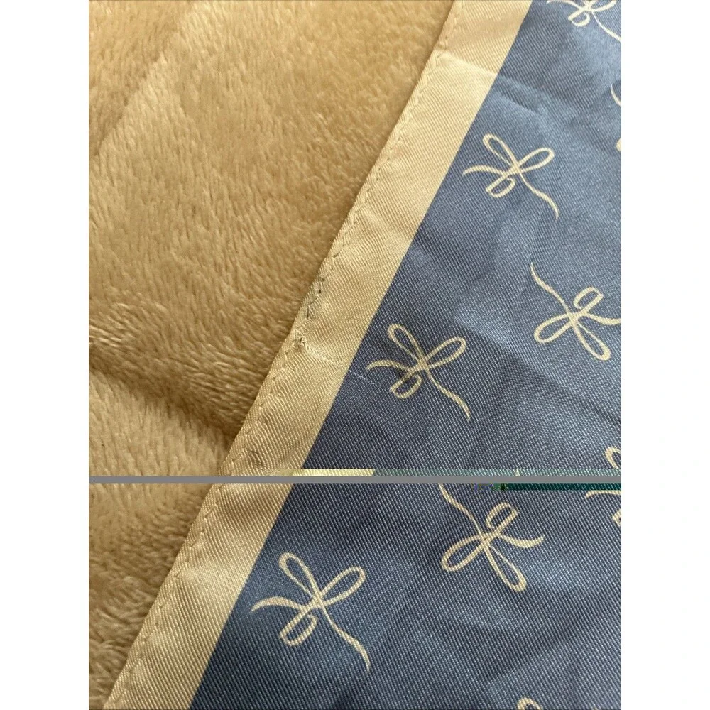 Vintage 100% Silk Scarf Cottage Blue Cream Bows Square